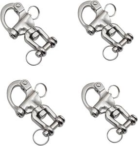 Baieasy 4 Pack Snap Shackle Sailing Halyard, 316 Stainless Steel Clevis Swivel Jaw Swivel Shackle, Quick Release Snap Hook for Sailing Rigging Shackles, SCBA face Masks, Firefighter Mask