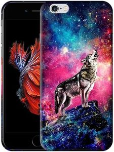 GlamCase for iPhone 6 Plus / 6S Plus, iPhone 6 Plus / 6S Plus Case - Wolf Galaxy Stars Space Printed Sleek Cute Plastic Hard Protective Designer Back Phone Case for iPhone 6 Plus / 6S Plus