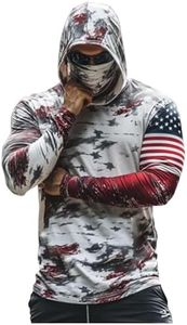 Men' Performance Fishing Hoodie Shirt UPF 50+ Sun Protection Long Sleeve UV SPF T-Shirts Rash Guard with Face Mask