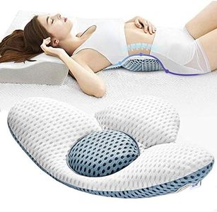 Flipco Lumbar Support Pillow for Sleeping, 3D Air Mesh Lumbar Pillow for Bed, Adjustable Height Back Support Pillow for Lower Pain Relief - Side, Back & Stomach Sleepers