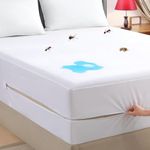 Waterproof Mattress Encasement Fully Zipped Cover Premium Mattress Protector, Anti Bug Bed Dust Mite White Fitted Sheet All Round Zip Single Double King Superking (Single(90x190+40) Cm)