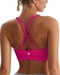 Sports Bras for Women,Padded Purple Sports Bra Tank Top Sexy Crisscross Back High Impact Longline Workout Yoga Bra(WX2934Bright Pink,L)