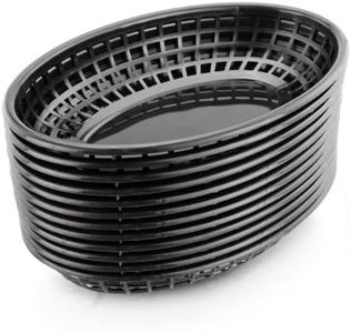 New Star Foodservice 44140 Fast Food Baskets, 9.25 x 6 inch Oval, Set of 12, Black