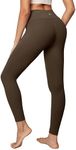 IUGA High Waisted Leggings for Women Running Workout Leggings with Inner Pocket Yoga Pants for Women Dark Coffee