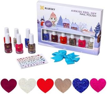 Bluesky Kids Nail Varnish Set For Girls and Boys, Winter Gift Set. Peel Off Non Toxic Water Based, 6 x 5ml Colours, Hair Bow & Nail Stickers for Kids, Children’s Nail Varnish Set