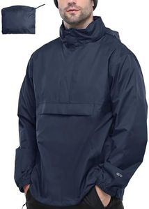 33,000ft Men's Pullover Rain Jacket Waterproof with Hood Packable Raincoat