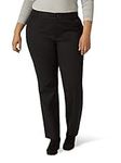 Lee Women's Plus Size Wrinkle Free Relaxed Fit Straight Leg Pant, Black, 18 Petite