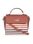 ZOUK Qutub Striped Printed Vegan Leather Multicolor Statement Sling Bag With Handle For Women's Girls