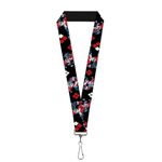 Buckle Down Lanyard-1.0"-Harley Quinn Shooting Poses/Diamonds Black/, Multicolor, One Size