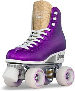 Crazy Skates Glam Roller Skates | Adjustable or Fixed Sizes | Glitter Sparkle Quad Skates for Women and Girls - Purple (Size: Womens 1 / Mens 1)