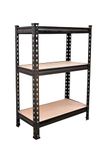 36 * 24 * 12 Inches 3 Shelves Iron Matte Finish Adjustable Shelving Unit Storage Utility Display Rack Steel Boltless Rivet Rack, Black