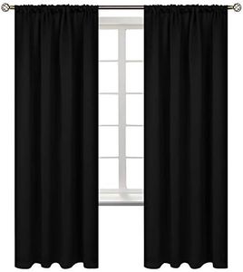 BGment 72 Inches Long Blackout Curtains for Bedroom - Rod Pocket Thermal Insulated Room Darkening Drapes for Living Room Privacy Blinds, 42 x 72 Inch, 2 Panels, Black