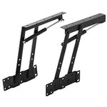 KEILEOHO 2 PCS Lift Up Top Hinge Spring Folding Stand Rack Bracket Tea Coffee Table Hinge Mechanism Furniture Hardware Lifting Rack Shelf 9.52 Inch, Gas Hydraulic