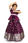 Fashion Dream Girl’s Jacquard Readymade Pattu Pavadai Lehenga Choli (FDGLGC00118 VLT 20_Violet_3-4 Yrs)