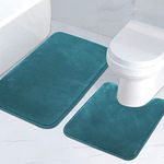 H.VERSAILTEX Bath Mat Memory Foam Bathroom Rug Flannel Velvety Luxury Extra Soft and Absorbent Non Slip Rugs for Bathroom/Bedroom (Curved Set 24"x 36" Plus 20"x 24" Dark Teal)