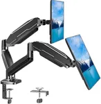 MOUNT PRO Dual Monitor Mount Fits 13 to 32 Inch Computer Screen, Height Adjustable Monitor Stand for 2 Monitors, Gas Spring Monitor Arm Holds up to 17. 6lbs Each, Monitor Desk VESA Mount, Black