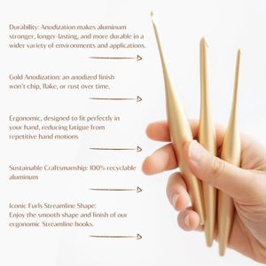 Furls Gold Crochet Hook 5mm – Ergonomic Metal Knitting Tool