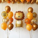 Jungle Safari Balloon Set - Cute Lion Animal Balloons with Orange and Gold Accents for Kids Birthdays, Baby Showers, and Jungle Parties