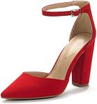 DREAM PAIRS Women's Coco Pointed Toe High Heels Pump Shoes,Size 6.5,RED/Suede,Coco