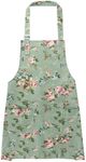 GEBETTER Kitchen Aprons for Women Adjustable Floral Aprons Vintage Flower Aprons Cooking Apron with Big Pockets Chef Bakers Apron for Cooking Baking Gardening