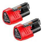 Dutyone 2 Pack 3000mAh Replacement Battery for Milwaukee M12 12V 48-11-2411 48-11-2420 48-11-2401 48-11-2402 48-11-2401 12 Volt Cordless Tools Lithium Batteries