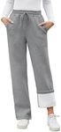 Niwicee Womens Fleece Lined Joggers Winter Thermal Warm Tracksuit Jogging Bottoms Straight Leg Sweatpants Lounge Pants Sports Trousers with Pockets(Dark Grey,S)