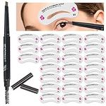 QYLPNB 24 PCS Eyebrow Stamp With 1 Eyebrow Pencil,Easy And Quick Eyebrow Kit for Makeup Beginner,3 Minute Waterproof Eyebrow Stencils Kit (Brown))