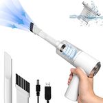 RealPlus Mini Car Vacuum Cleaner Cordless, Rechargeable 50W 6000PA Handheld Vacuum Cleaner with LED Light for Car/Pet/Keyboard/Computer/Desk/Drawer Cleaning (WHITE)