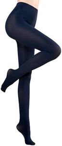 MANZI Tights for Women Solid Color Pantyhose Colored Semi Opaque Footed Tights Soft Stretch High Waist Stockings 70 Denier （Navy Blue,S-M