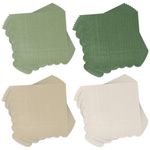 Whaline 200Pcs Sage Green Scalloped Cocktail Napkins 4 Colors Thick Disposable Dinner Dessert Beverage Napkin for Wedding Birthday Baby Shower Party Supplies Table Decor