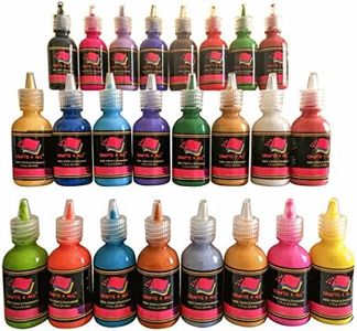 Crafts 4 All Fabric Paint Set - Pack of 24 Permanent, Assorted 3D Paints for Decorating Clothes, Shoes, Canvas, Wood and Paper - Brushes Included - Art Supplies