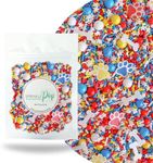 Hero Dogs Sprinkle Mix| Made In USA By Sprinkle Pop| Red Blue Yellow White Sprinkles with Paw Prints Dog Bones Wafer| Sprinkles For Decorating Puppy Pet and All Party Themed Cupcakes Cakes Donuts, 2oz