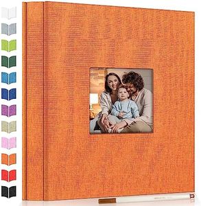 Artfeel Photo Album Self Adhesive Scrapbook Album for 3x5 4x6 5x7 8x10 Pictures,60 Pages Linen Cover with Display Window DIY Photo Book,Ideal Gifts for Family Travel Wedding Baby