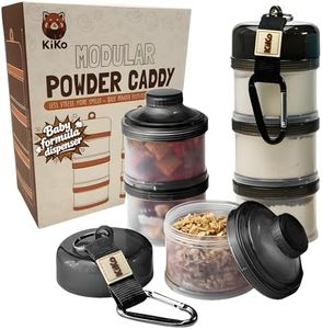 Formula Container to Go – Baby Essentials, Stackable Formula Dispenser for Night Feedings, Snacks and More – Protein Powder Travel Container – 2 Pack, by KiKo (Black)