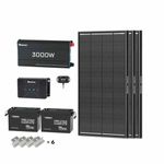 Renogy 600W 12V Solar Panel Kit, 5.12kWh, 3pcs 200W ShadowFlux N-Type Panels, 2pcs 200AH LiFePO4 Battery, 50A DC DC Charger with MPPT, 3000W Pure Sine Wave Inverter, for RVs, Boats, Homes