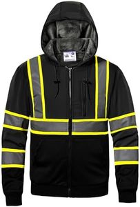 DPSAFETY High visibility Hoodie for Men,Class3 Hi Vis Hoodie,Fleece Lined Reflective Hooded,Construction work Hi-Vis Safety Sweatshirt,Black Small