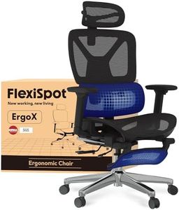 FLEXISPOT ErgoX Ergonomic Office Chair, Desk Chair with Footrest, 3D Headrest, 5D Adjustable Backrest, Breathable Seat, Maximum Load 136 kg, Work Chair, Black
