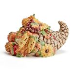 Fitz and Floyd Fall Harvest Cornucopia Cookie Jar Ceramic Figurine, 12 inch