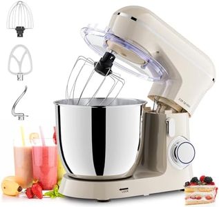 ZZR SEVEN Stand Mixer, Dough Mixer, Cake Mixer, Kitchen Mixer with Bowl SS 5.5 QT, 450W Copper Motor, Standing Mixer with Beater, Dough Hook, SS Egg Whisk (450W Cream)