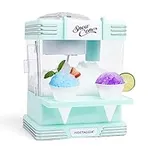 Nostalgia Snow Cone Shaved Ice Machine - Retro Table-Top Slushie Machine Makes 20 ICY Treats - Includes 2 Reusable Plastic Cups & Ice Scoop - Aqua