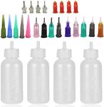 Xmasir Jagua Henna Applicator Bottles Kit for Tattoo Body Paint,Multi Purpose Precision Applicator Set 4 Pcs 1 Oz. Henna Bottle with 4 Pcs Caps 16 Pcs Needle Tips Sizes