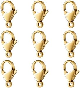 80PCS Gold Lobster Clasps 15mm 18K Gold PVD Plated Stainless Steel Lobster Claw Clasps Bulk for Jewelry Making DIY Necklace Bracelet