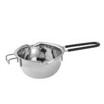 Double Boiler Pot with Heat Resistant Handle I Stainless Steel Melting Bowl I for Chocolate, Candy, Cheese, Butter and Candle Wax Making I Silver (SS 304)