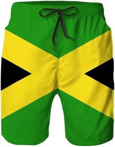 Heucapc Men's Board Shorts Jamaican Flag Swim Trunks Quick Dry Swim Shorts with Mesh Lining and Pockets L