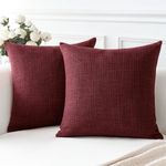 Artscope Cushion Covers Set of 2 Linen Decorative Square Pillowcases Pillow Covers 45x45cm for Home Decor Sofa Bedroom Car (Wine Red, 18x18)