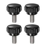 sourcing map 4pcs Knurled Clamping Knobs M8 x 16mm Metric 304 Stainless Steel Male Thread Thumb Screw on Type 25mm Plastic Round Head Threaded Hand Bolt Stud Knobs Black