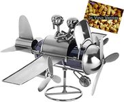 BRUBAKER Plane with Couple Wine Bottle Holder Stand Rack Home Kitchen Table Art Decoration with Gift Card