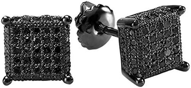 Dazzlingrock Collection 0.50 Carat (ctw) Round Black Diamond 7.4mm Hip Hop Iced Out Studs in Black Plated 925 Sterling Silver, Screw Back, Unisex Design Ladies, Mens Real Diamond Earrings