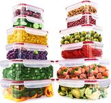 KICHLY 24 Pack Plastic Food Storage Container Set -Transparent Container with Airtight Lids - Freezer Safe, BPA Free, Leak Proof Lunch Containers (Red)