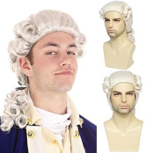 Lotfon Judge Colonial Wig Long Wave Beige Wig Washington Halloween Costume Cosplay Wig (Beige)